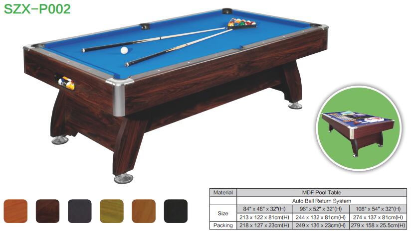 标准尺寸规格美式实木台球桌SZX-P02